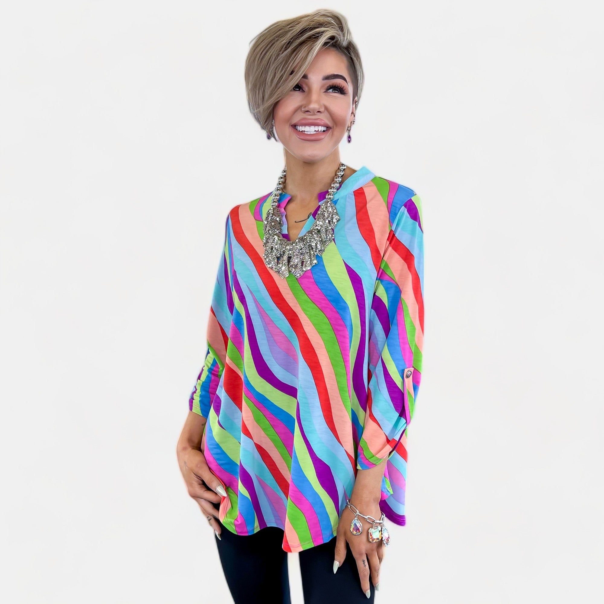 Multi Stripes Lizzy Top sold by ZZs