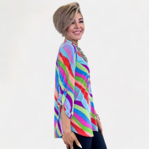 Multi Stripes Lizzy Top sold by ZZs