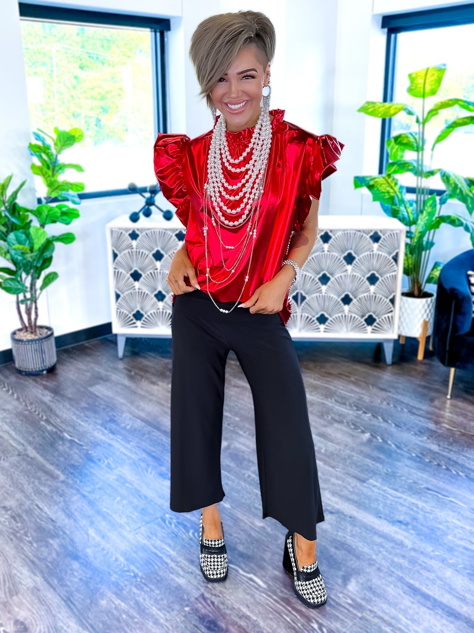 Red Layla Metallic Top sold by ZZs product image thumbnail 4