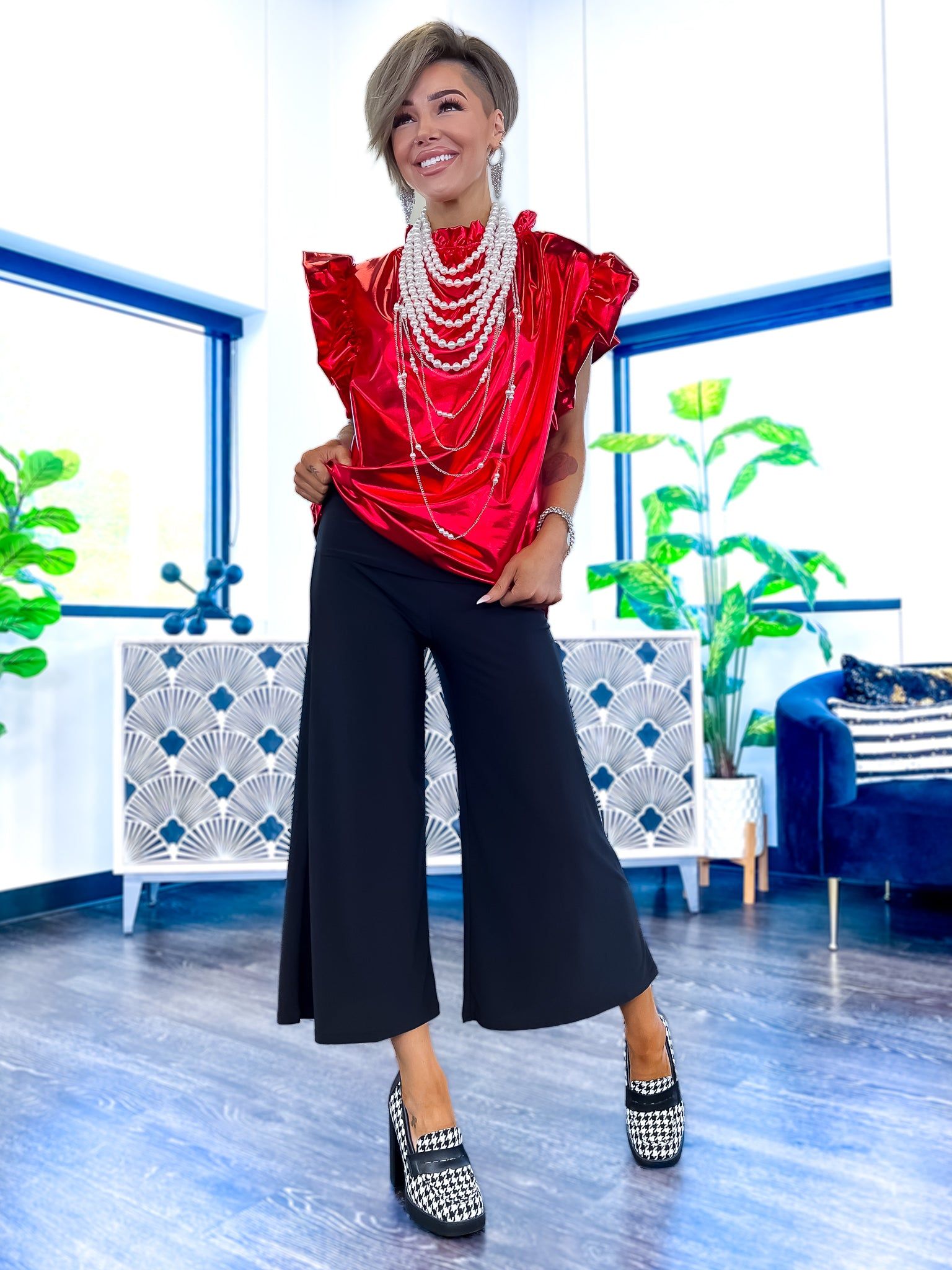 Red Layla Metallic Top sold by ZZs