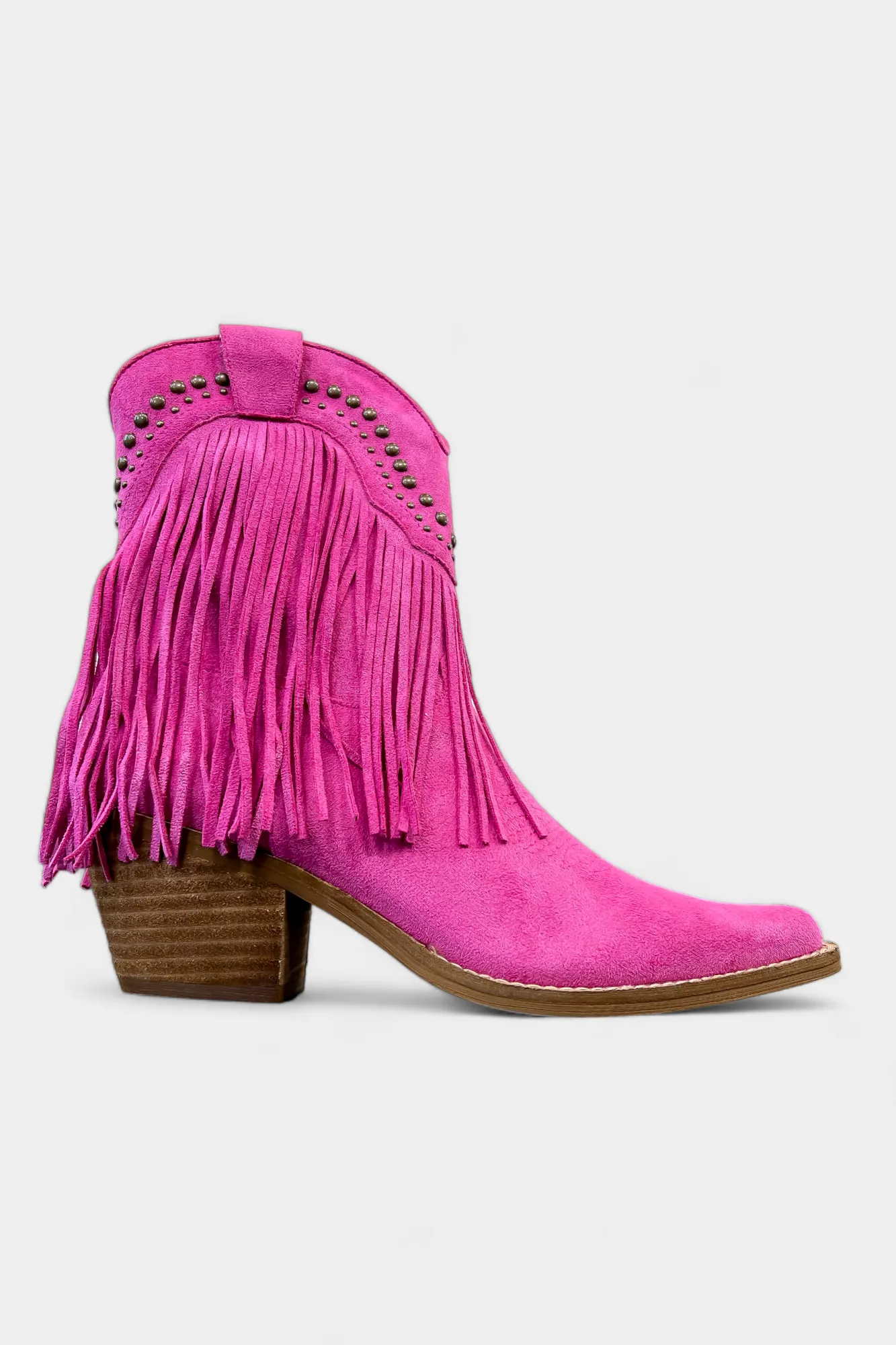 Fuchsia Western Fringe Short Boots sold by ZZs