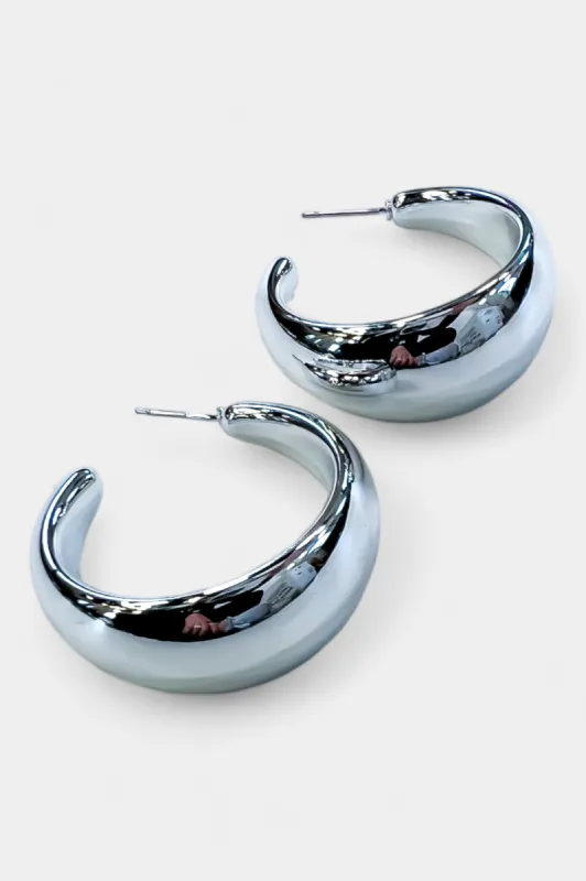 Silver Metal Hoop Earrings sold by ZZs