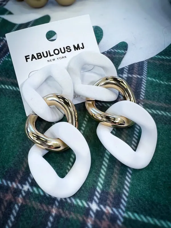 Colored Link Earrings | White sold by ZZs