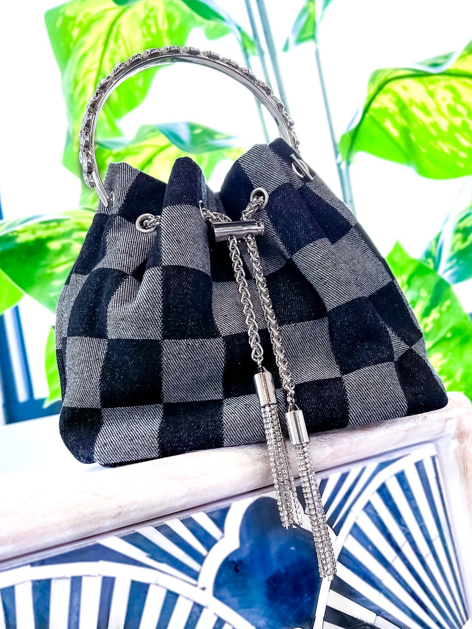 Black Checker Denim Bag sold by ZZs product image thumbnail 4