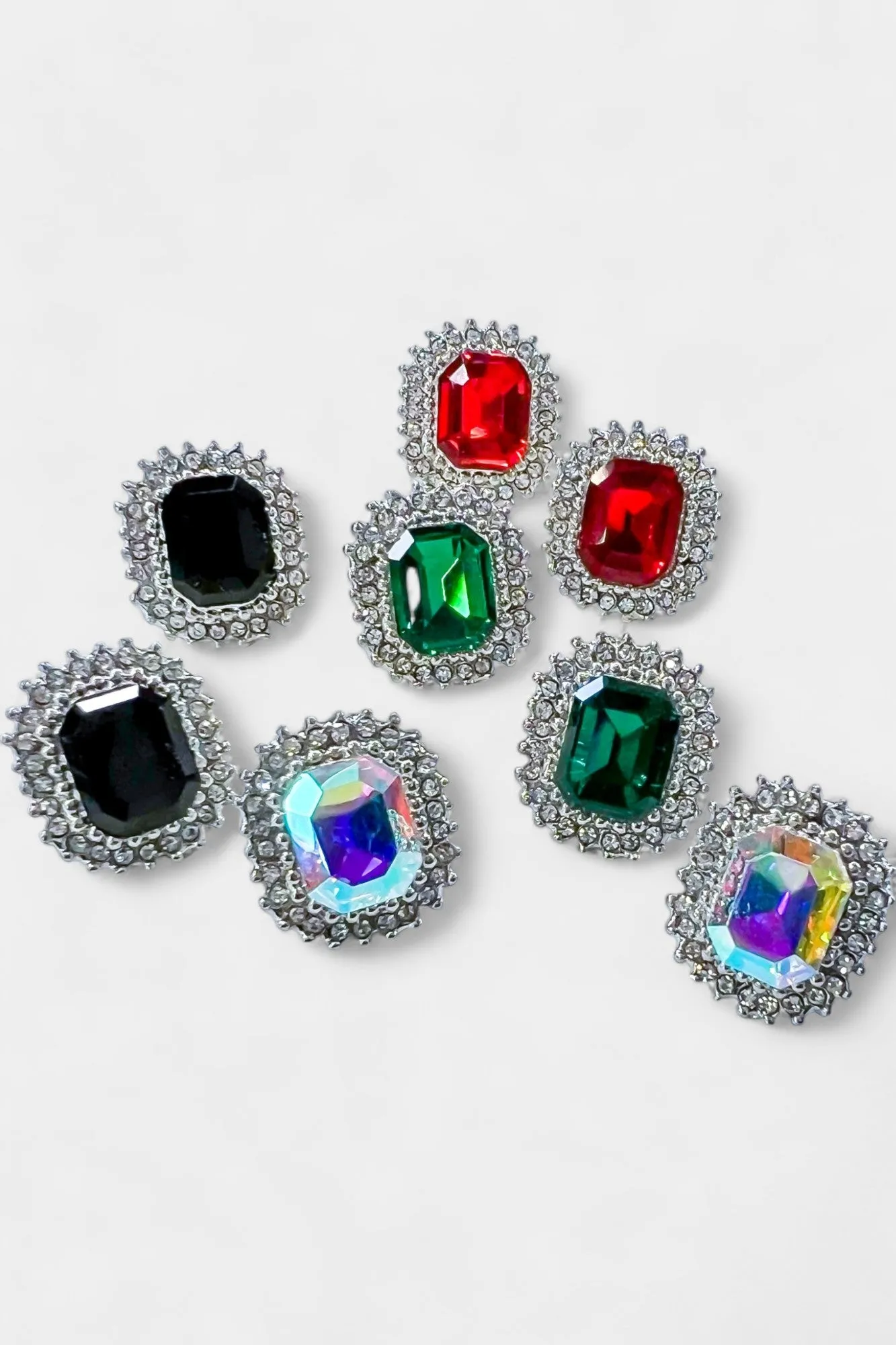 Green Rhinestone Stud Earrings sold by ZZs product image thumbnail 4