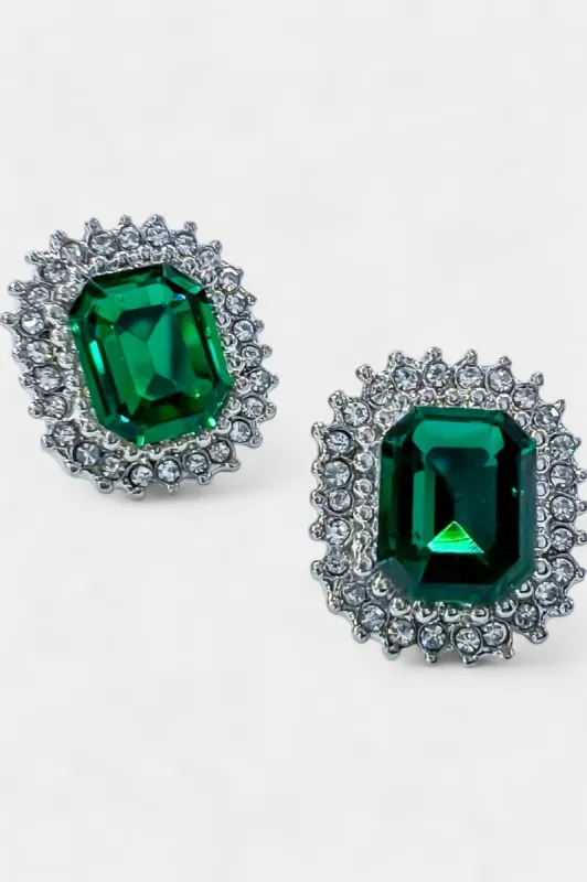Green Rhinestone Stud Earrings sold by ZZs