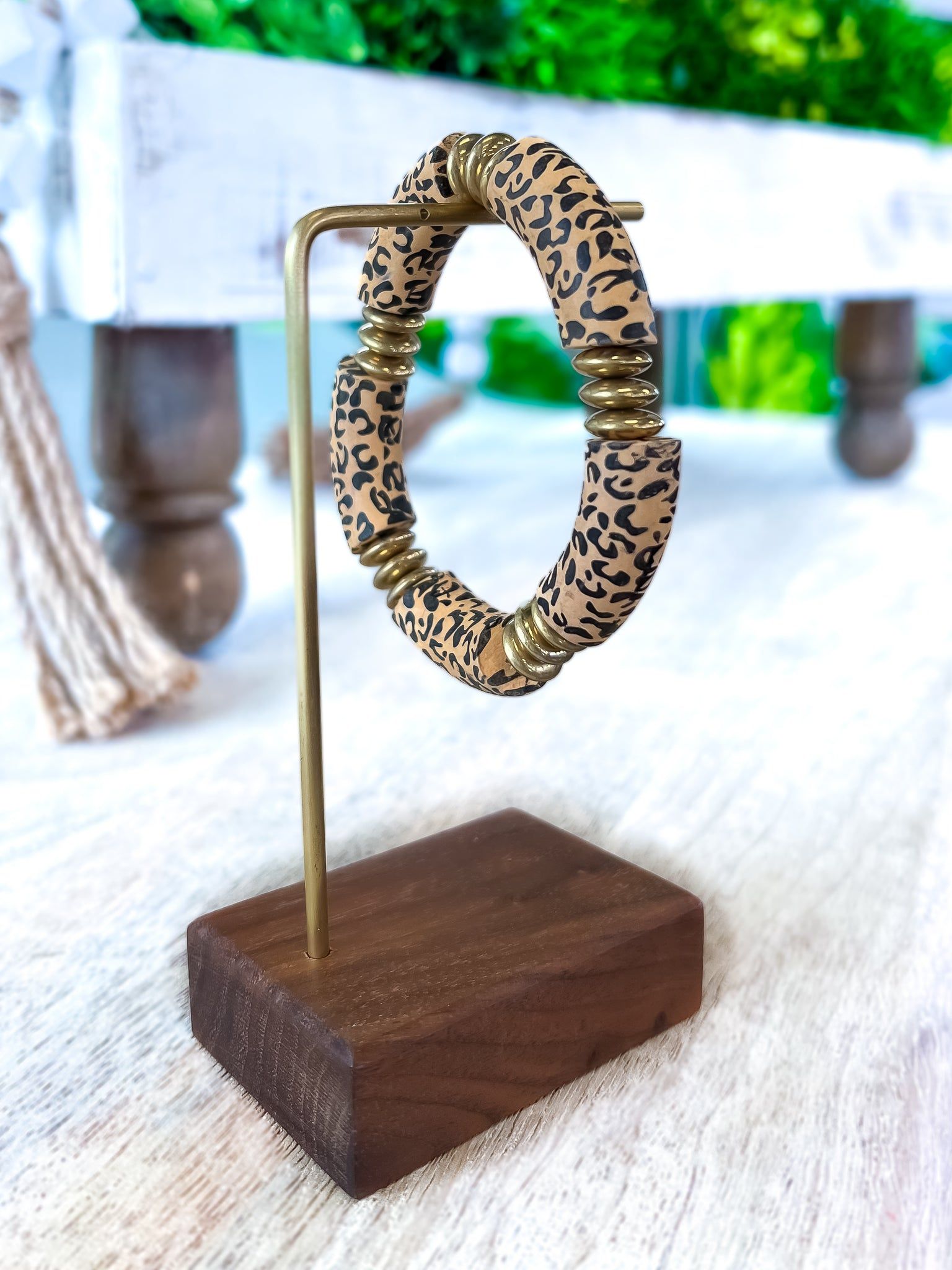Wood Stretch Bracelet | Leopard sold by ZZs