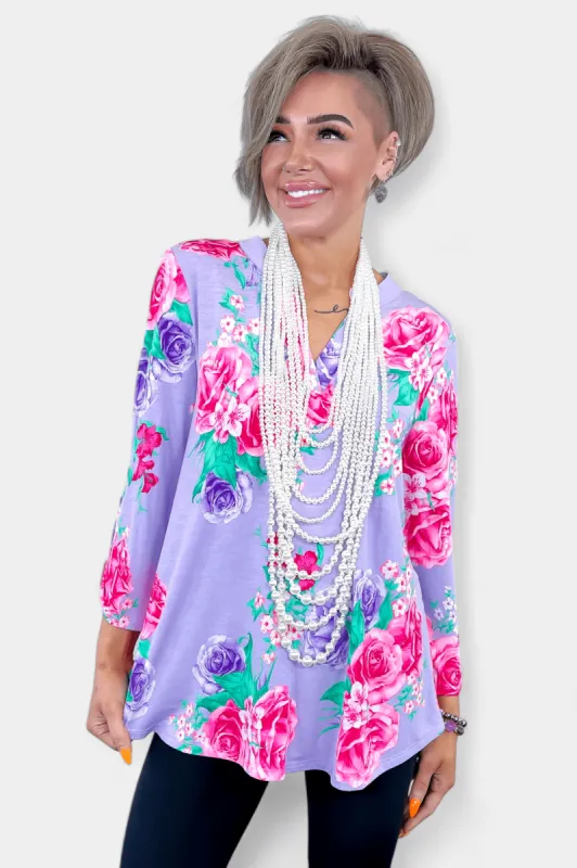 Lavender Soft Floral Lizzy Top [NO RETURNS] sold by ZZs