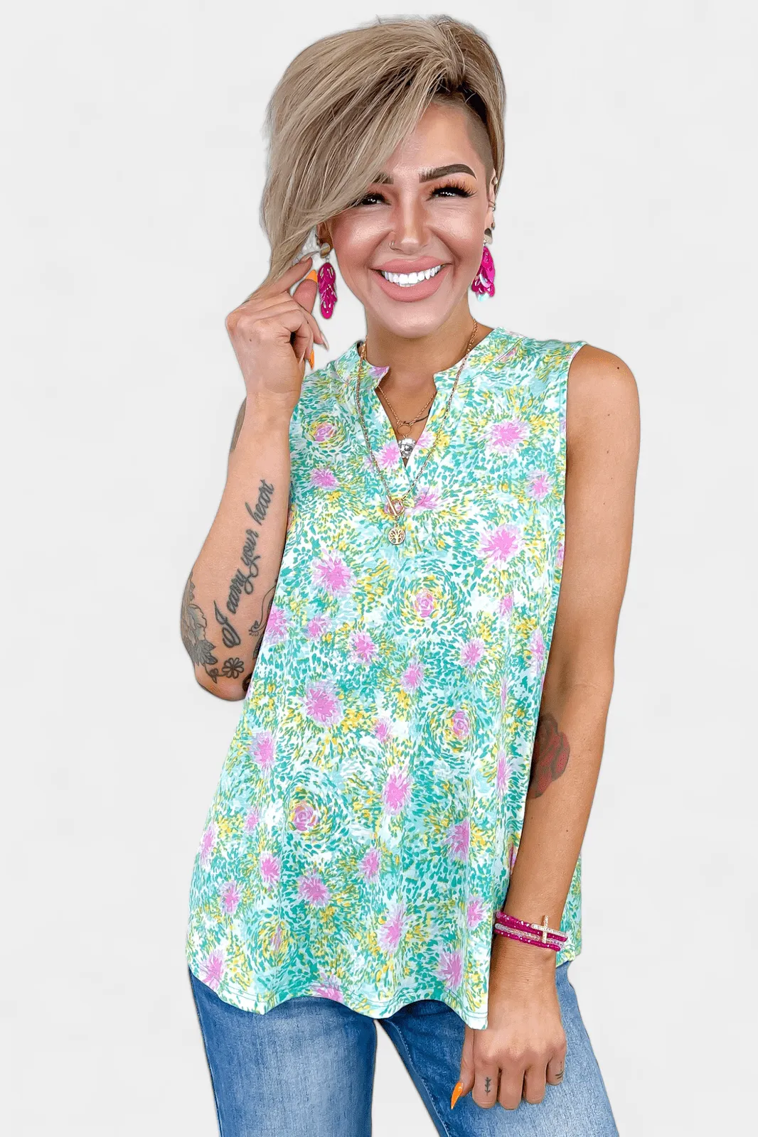 Mint Abstract Lizzy Tank Top sold by ZZs