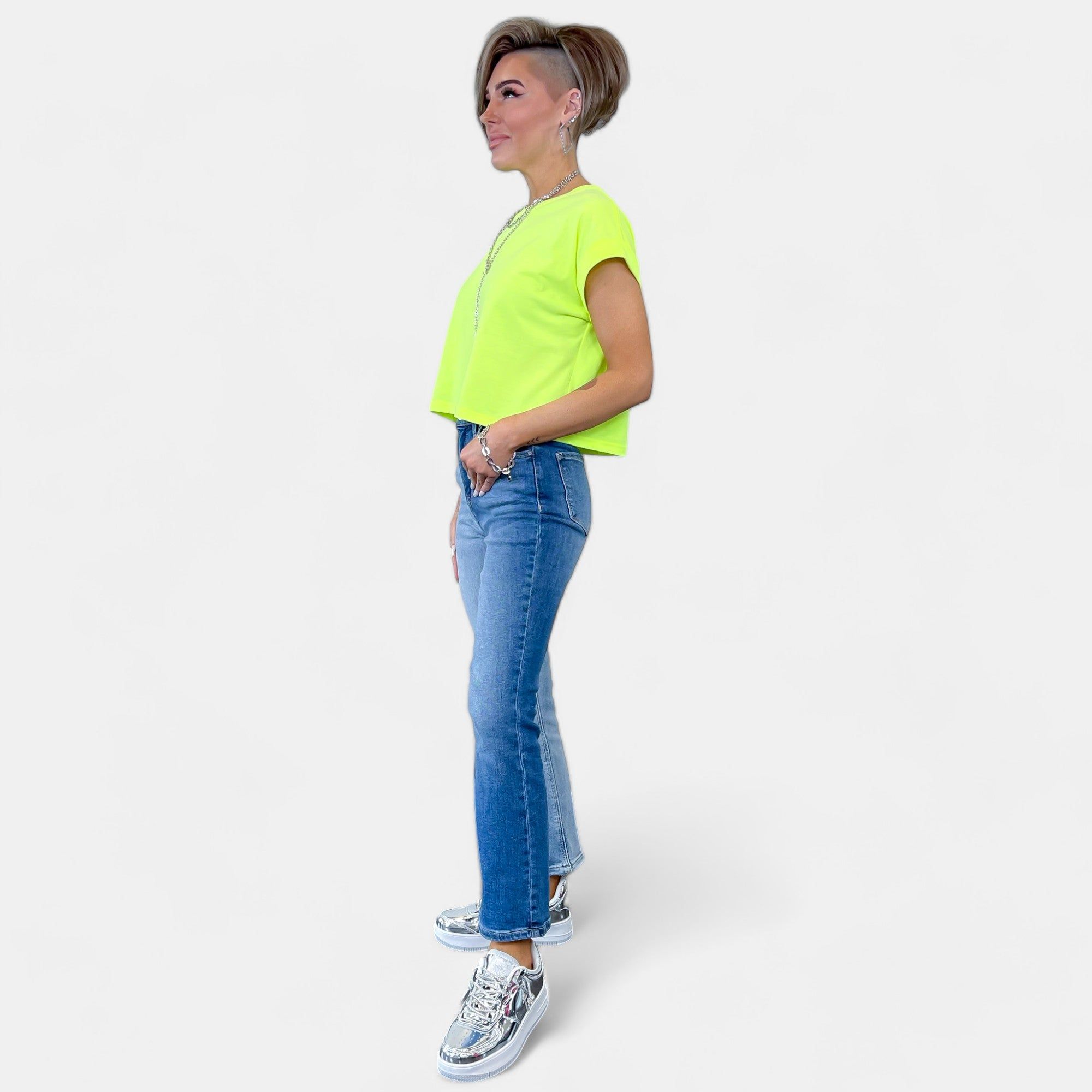 Neon Green Short Sleeve Crop Top sold by ZZs product image thumbnail 4