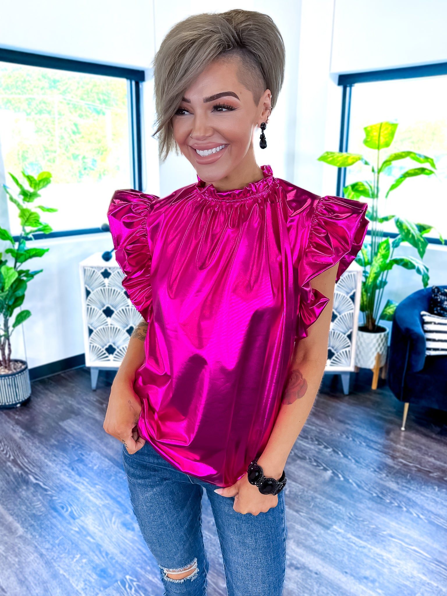 Hot Pink Layla Metallic Top sold by ZZs product image thumbnail 3