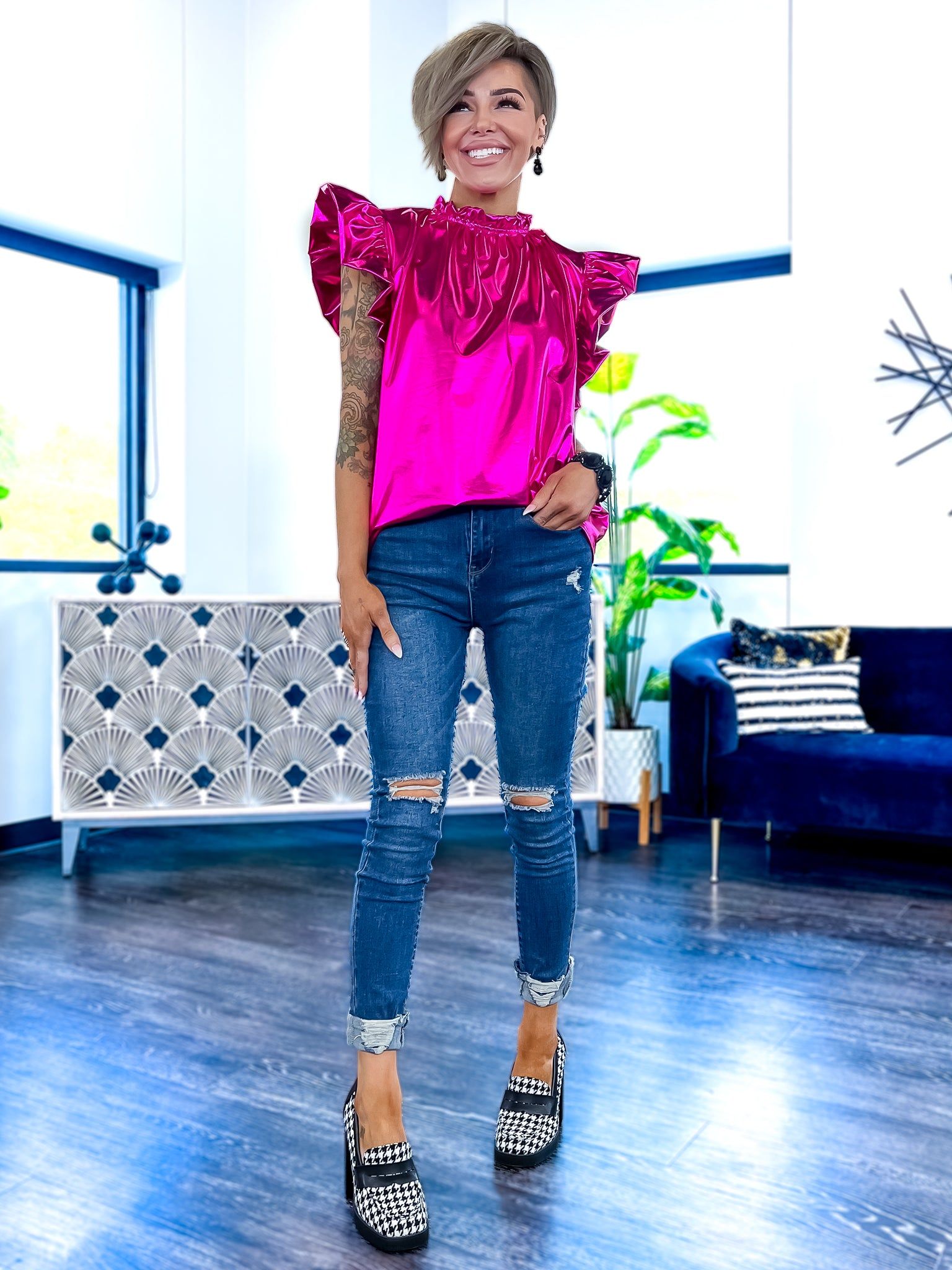 Hot Pink Layla Metallic Top sold by ZZs product image thumbnail 2