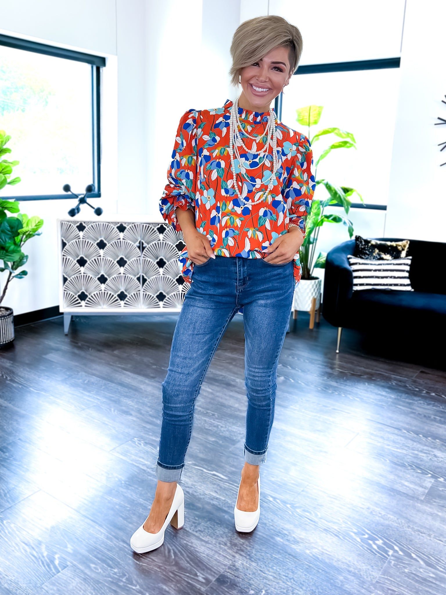 Rust Floral Peasant Top sold by ZZs product image thumbnail 9