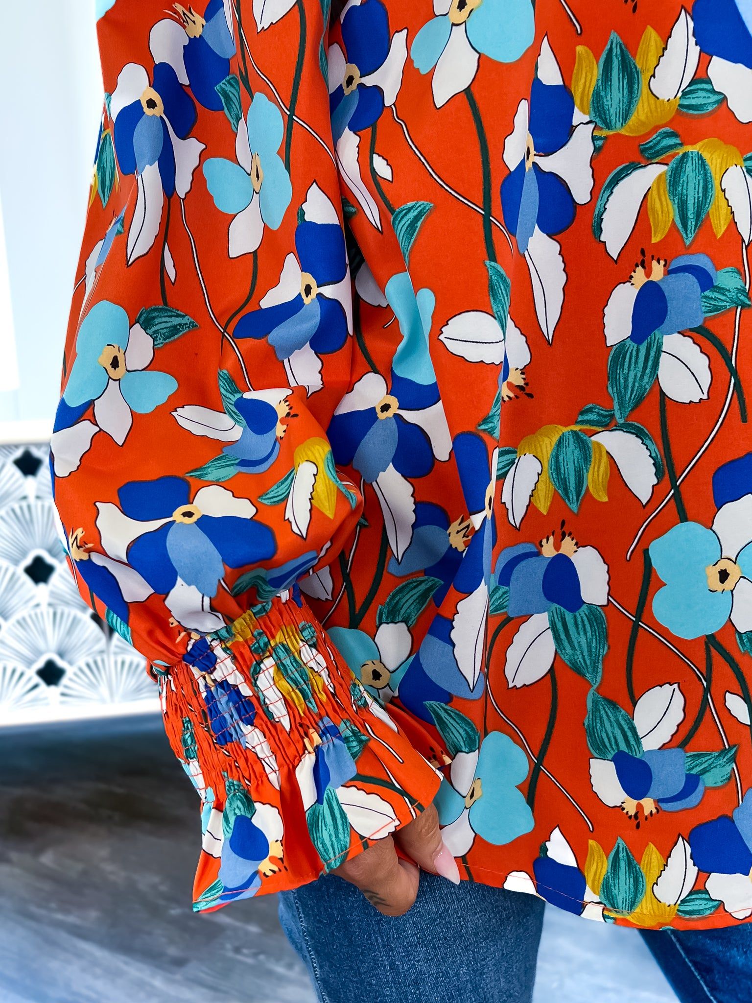 Rust Floral Peasant Top sold by ZZs product image thumbnail 5