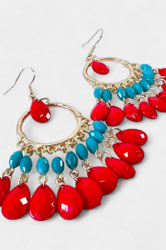 Red & Turquoise Dreamcatcher Earrings sold by ZZs