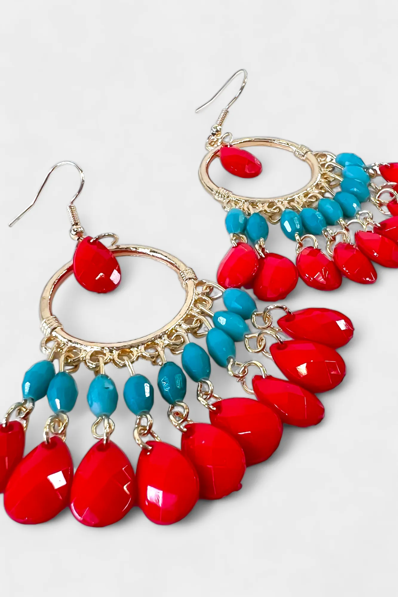 Red & Turquoise Dreamcatcher Earrings sold by ZZs