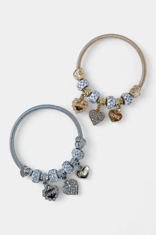 Love Heart Charm Beaded Bracelet sold by ZZs