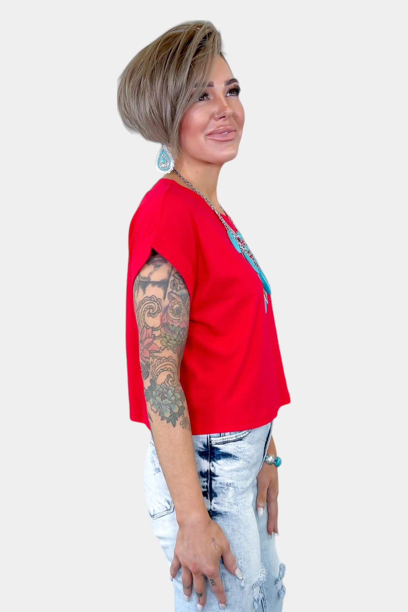 Red Short Sleeve Crop Top sold by ZZs product image thumbnail 5