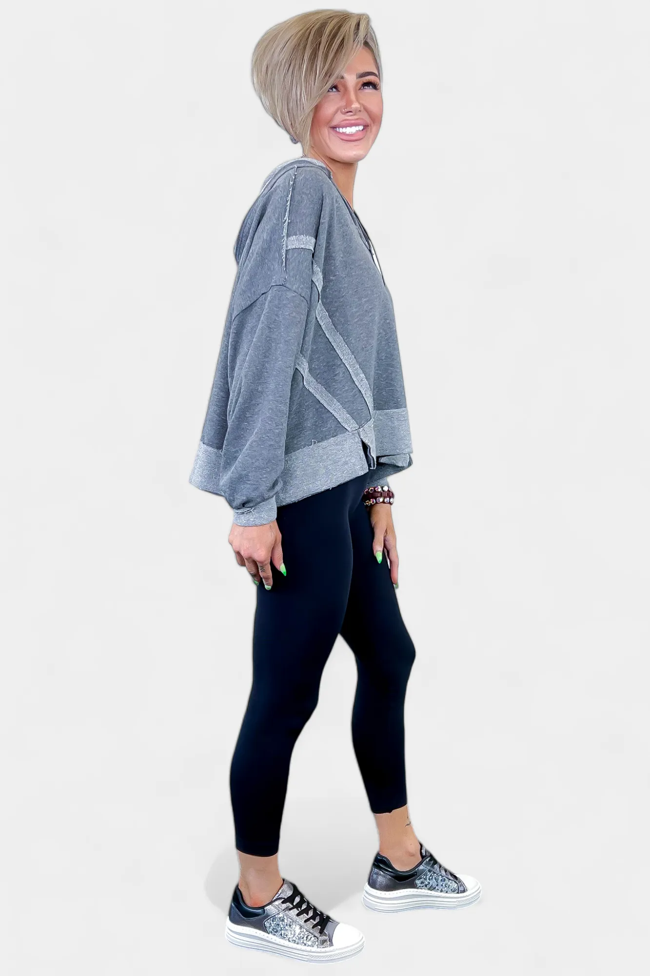 Top Stitch Raw Hem Hoodie sold by ZZs product image thumbnail 2