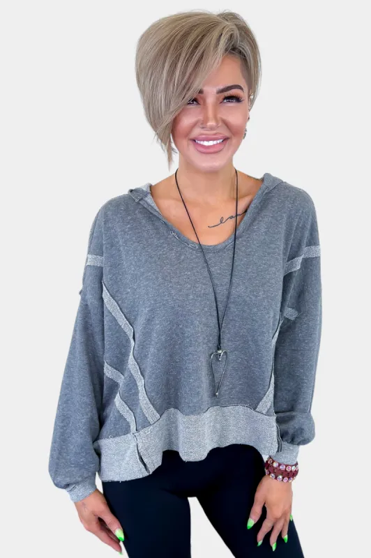 Top Stitch Raw Hem Hoodie made by ZZs