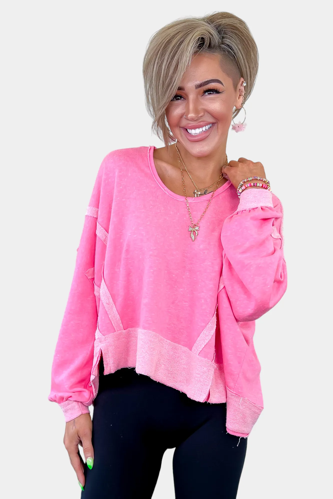 Top Stitch Raw Hem Hoodie sold by ZZs product image thumbnail 5