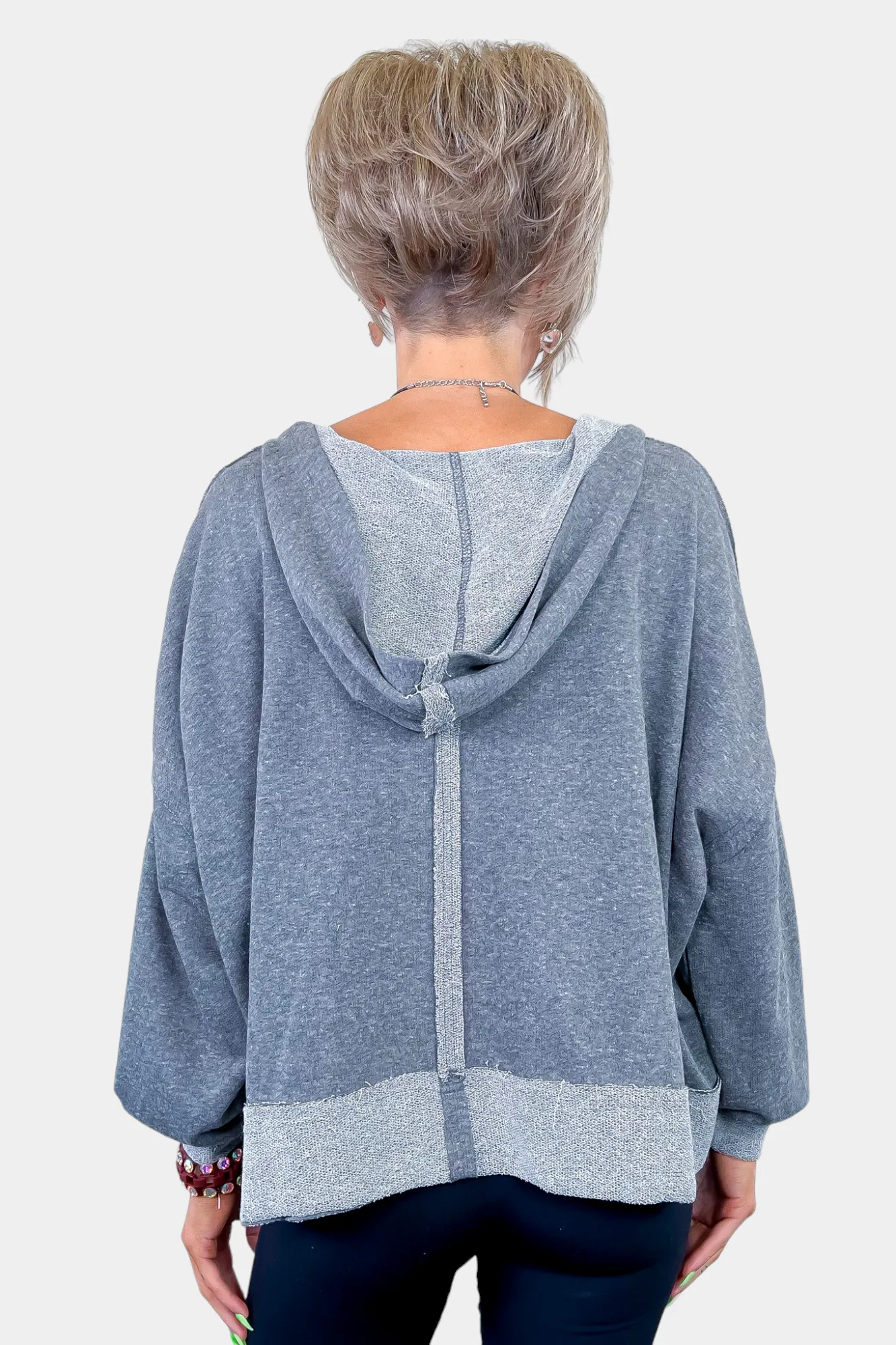 Top Stitch Raw Hem Hoodie sold by ZZs product image thumbnail 3