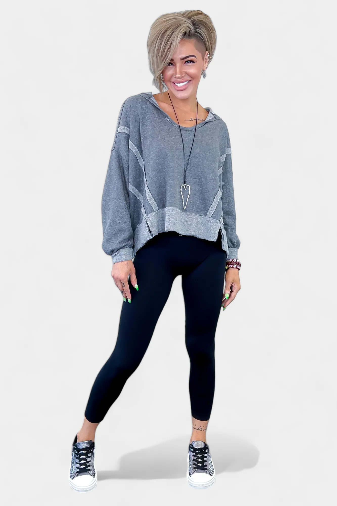 Top Stitch Raw Hem Hoodie sold by ZZs product image thumbnail 4