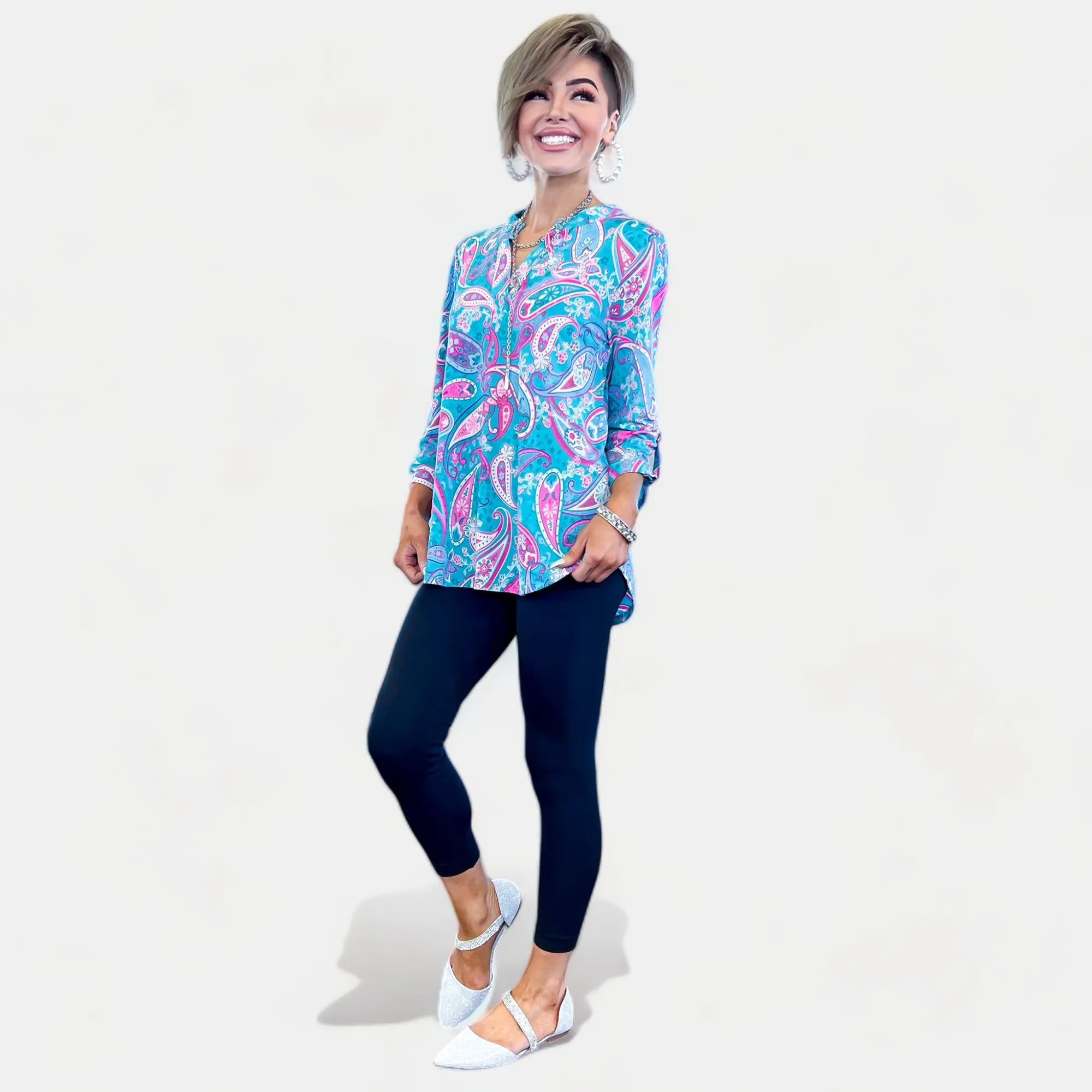 Aqua Paisley Lizzy Top sold by ZZs product image thumbnail 3