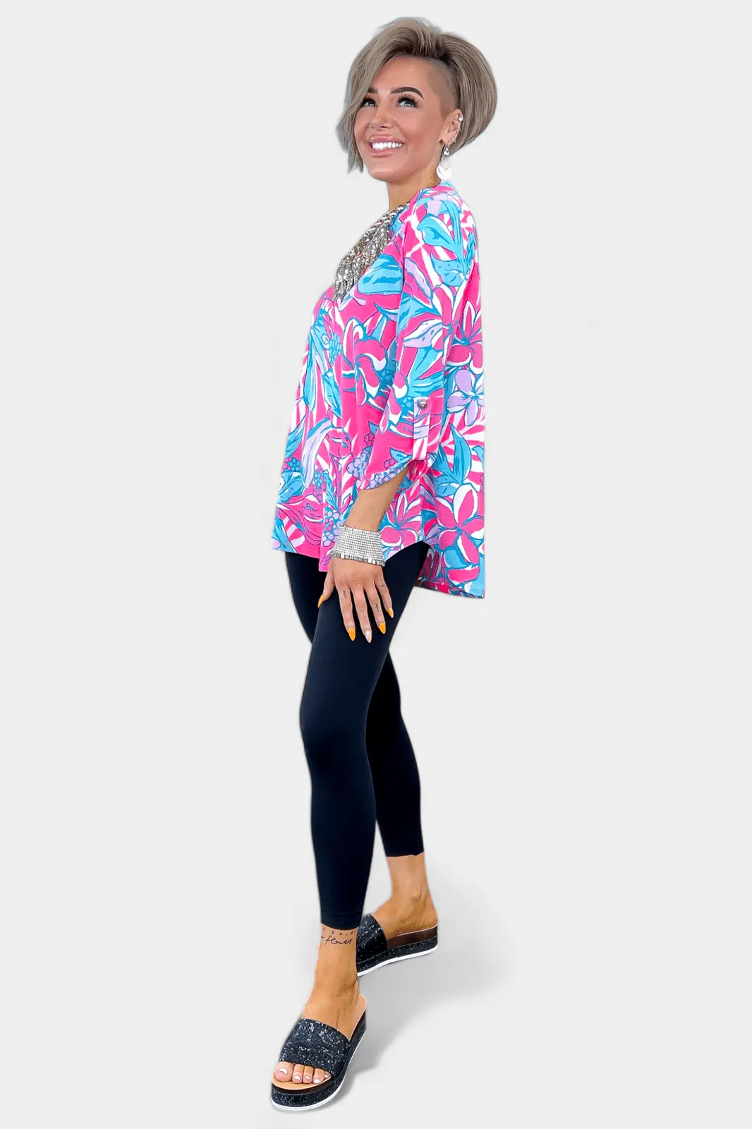 Hot Pink Floral Lizzy Top sold by ZZs product image thumbnail 4