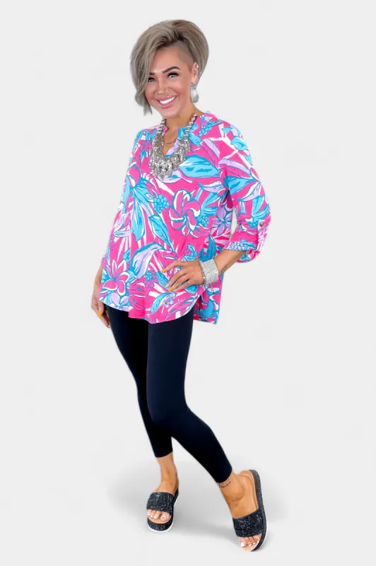 Hot Pink Floral Lizzy Top sold by ZZs