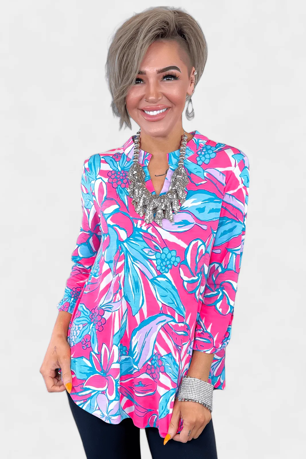 Hot Pink Floral Lizzy Top sold by ZZs product image thumbnail 3