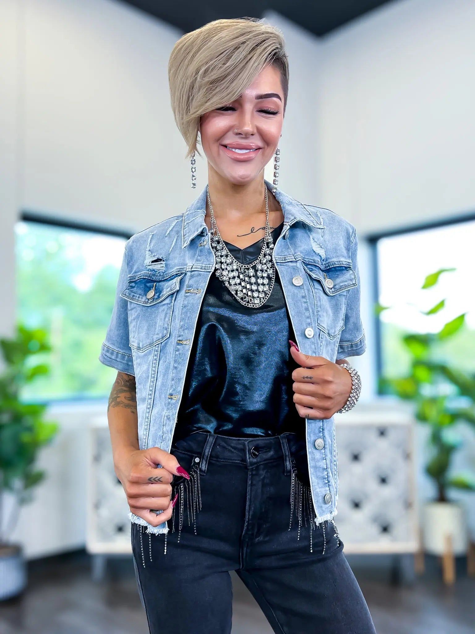 Denim Let's Escape Denim Jacket sold by ZZs