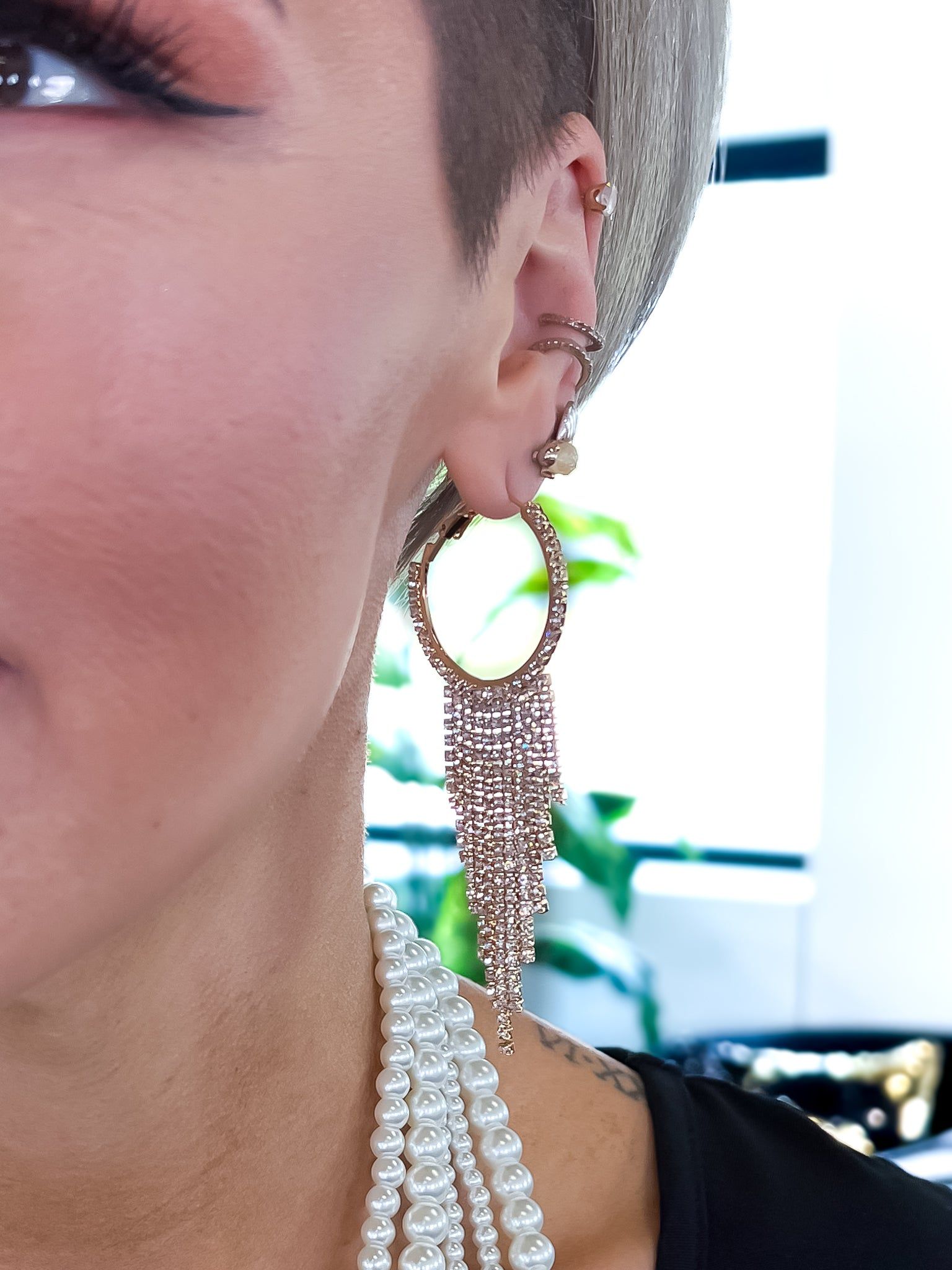 Gold Rhinestone Chandelier Earrings sold by ZZs product image thumbnail 2