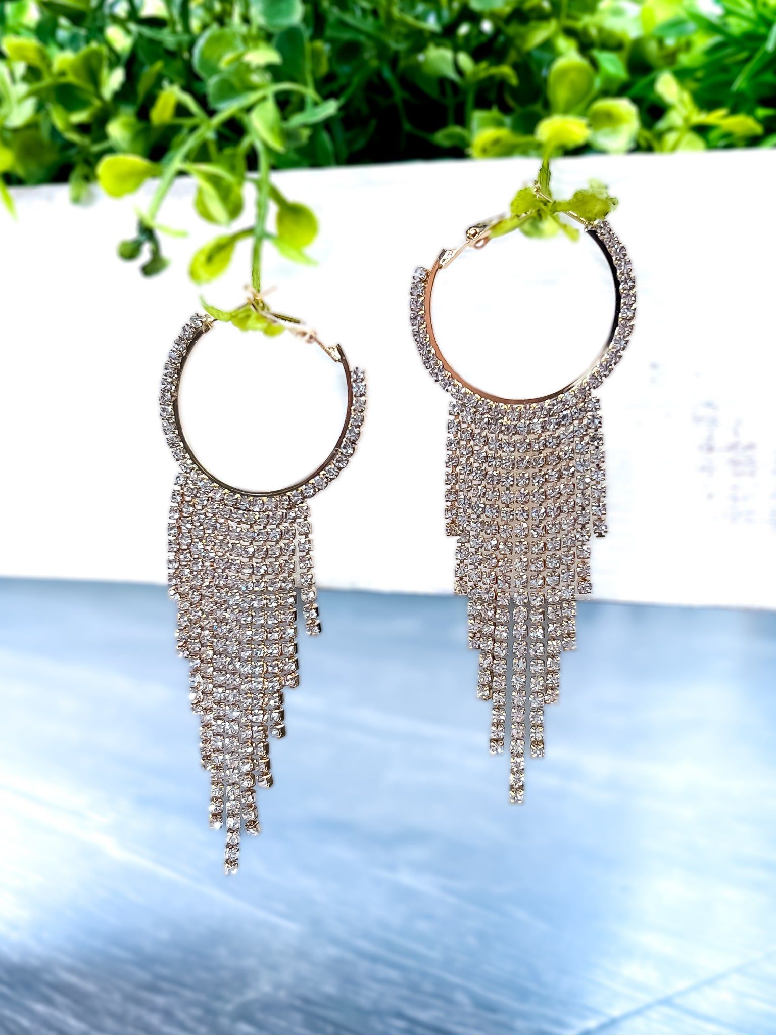 Gold Rhinestone Chandelier Earrings sold by ZZs product image thumbnail 3