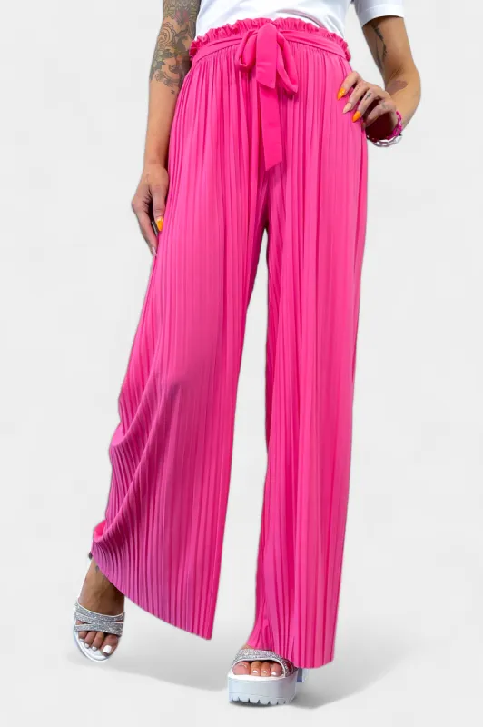 Pink Pleated Wide Leg Pants sold by ZZs