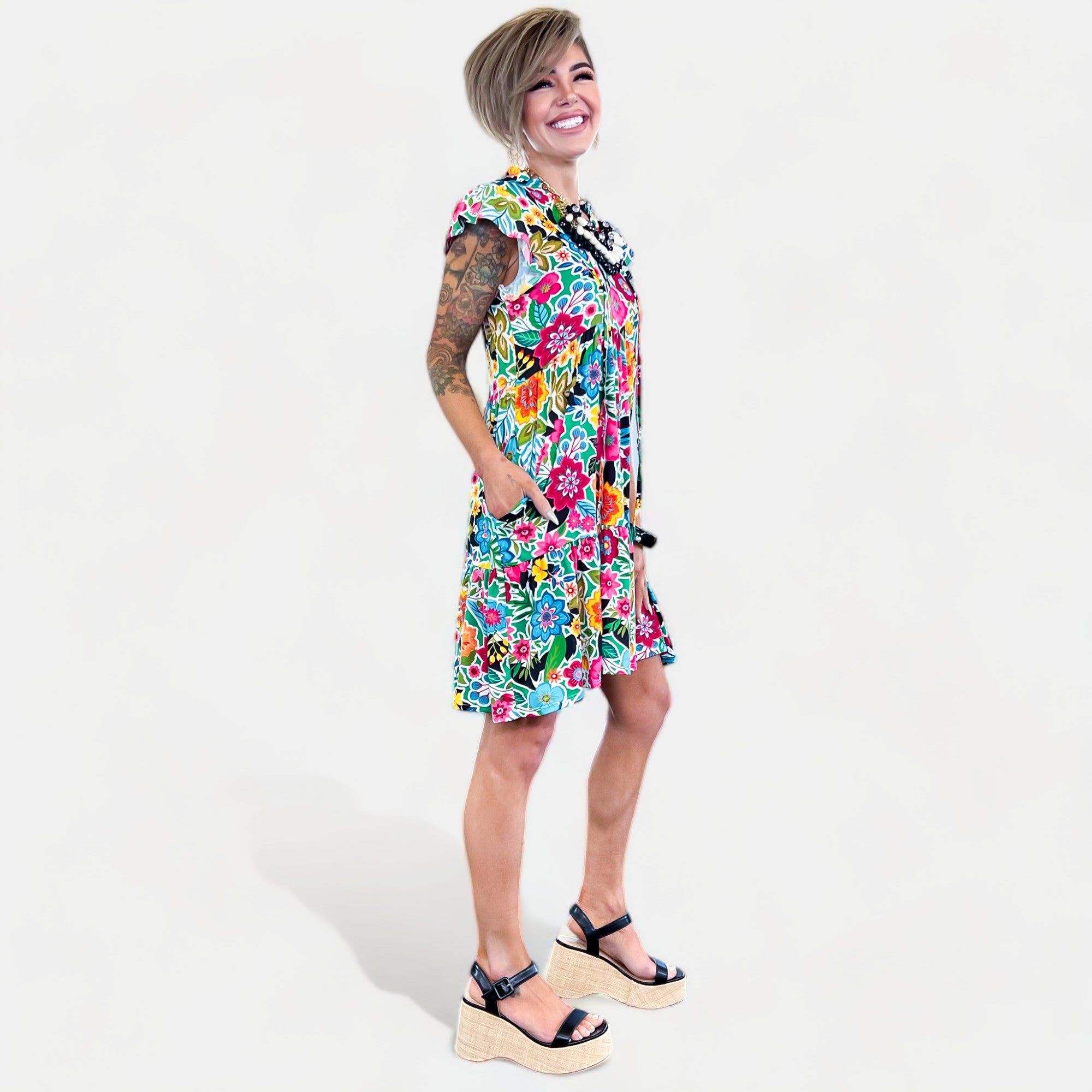 Multi Floral Ruffle Dress sold by ZZs product image thumbnail 2