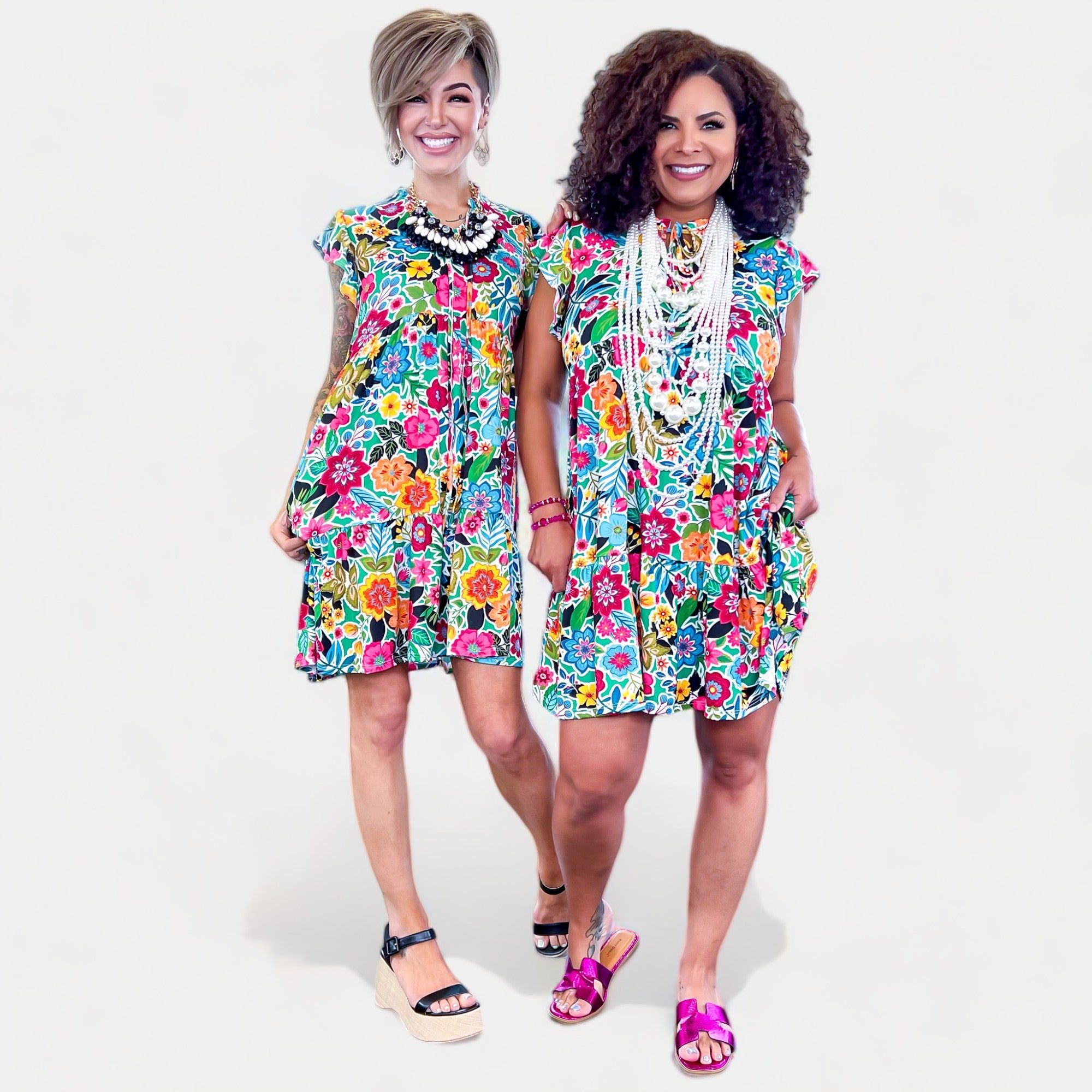 Multi Floral Ruffle Dress sold by ZZs