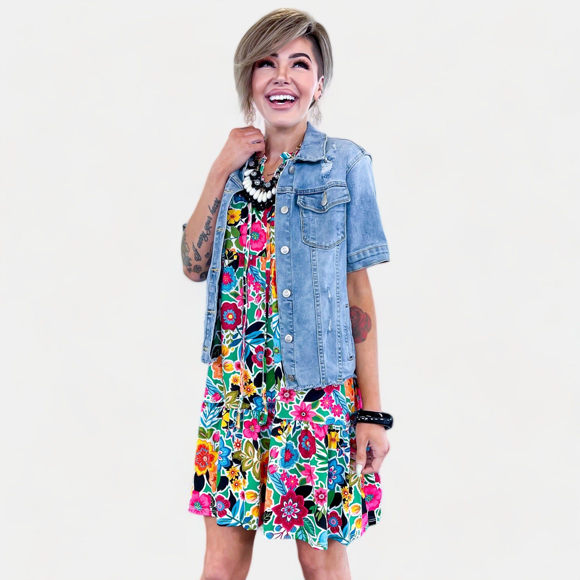 Multi Floral Ruffle Dress sold by ZZs product image thumbnail 3