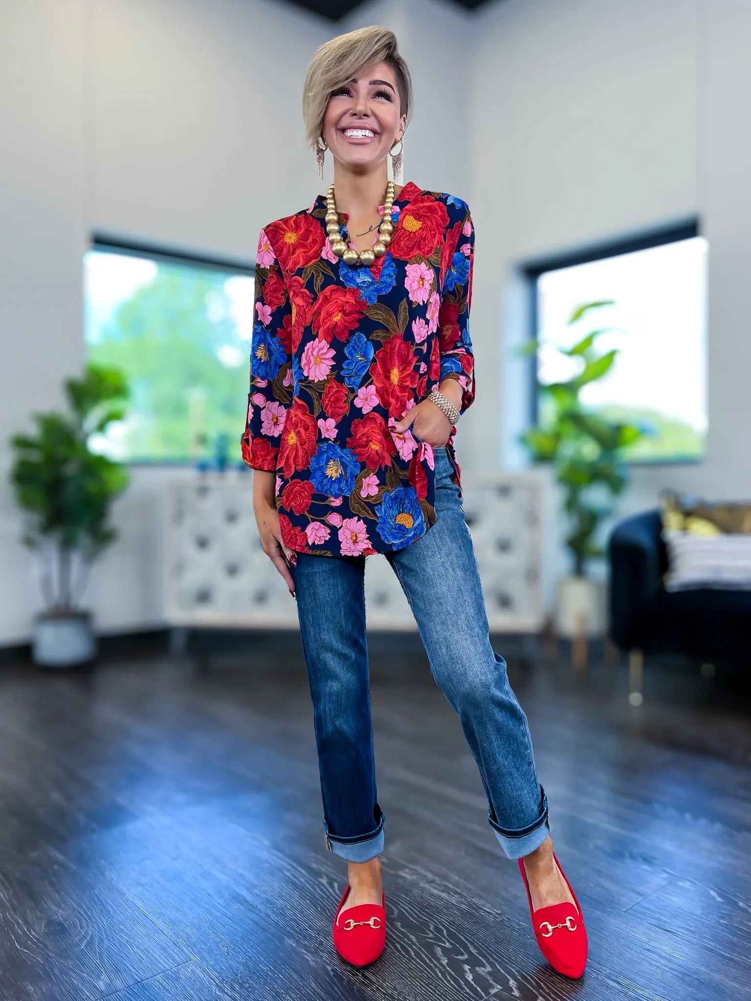 Red Floral Lizzy Top sold by ZZs product image thumbnail 2