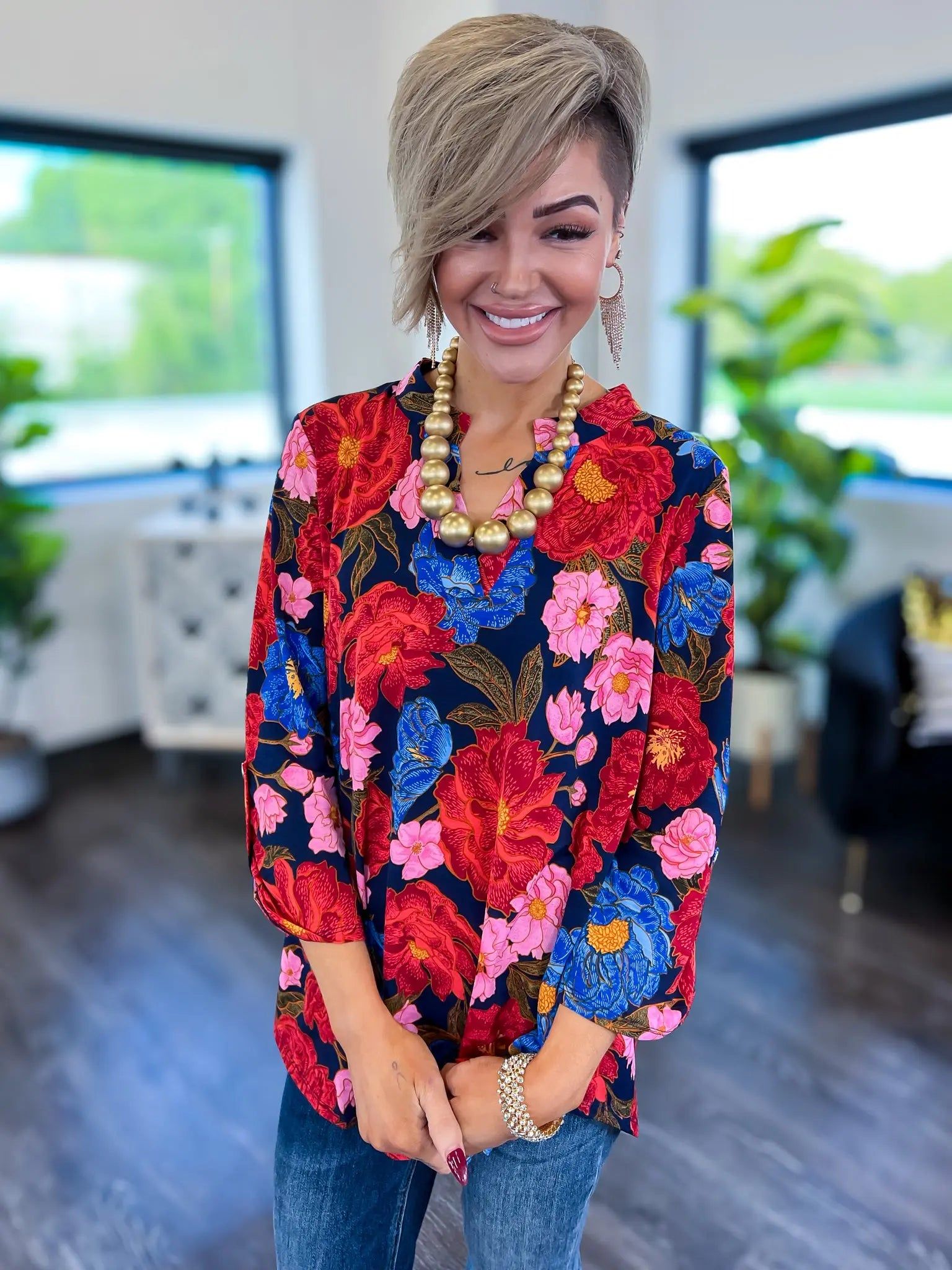 Red Floral Lizzy Top sold by ZZs product image thumbnail 3