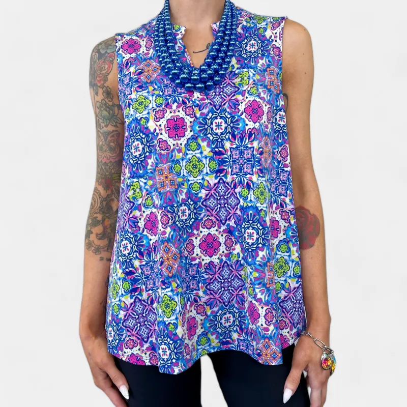 Royal Multi Patchwork Lizzy Tank Top sold by ZZs