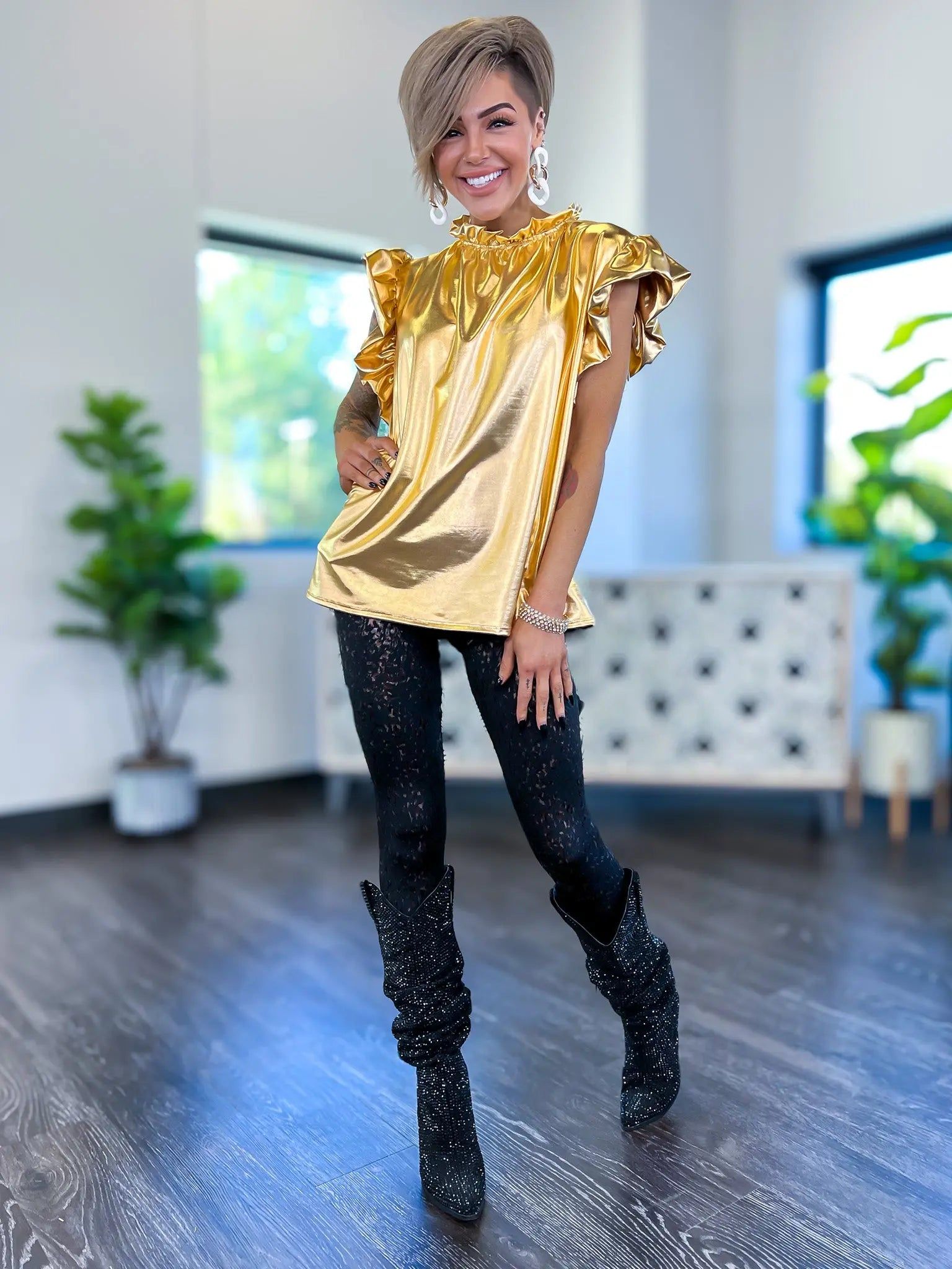 Metallic Cheetah Fleece Leggings sold by ZZs product image thumbnail 6