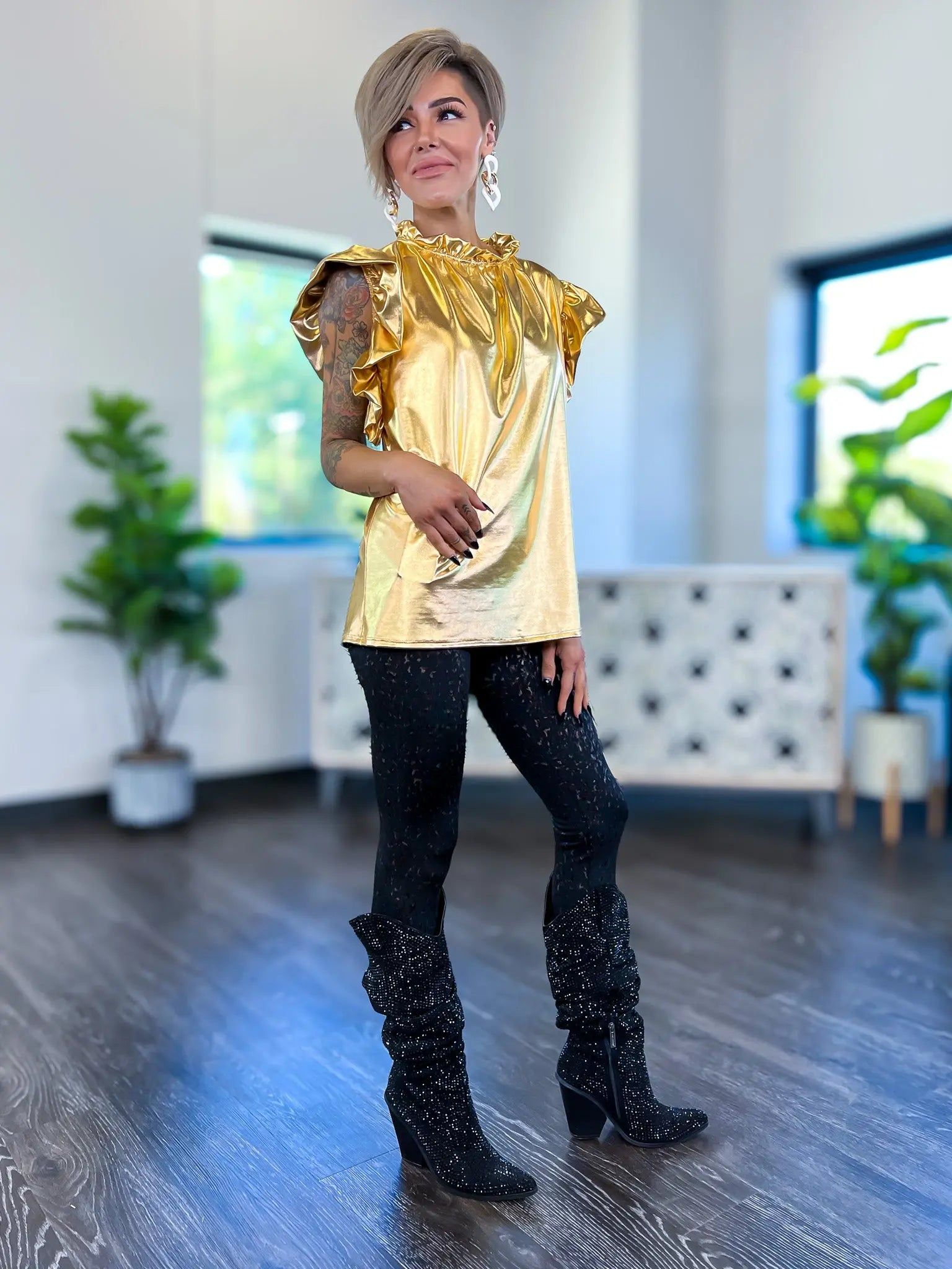 Metallic Cheetah Fleece Leggings sold by ZZs product image thumbnail 9