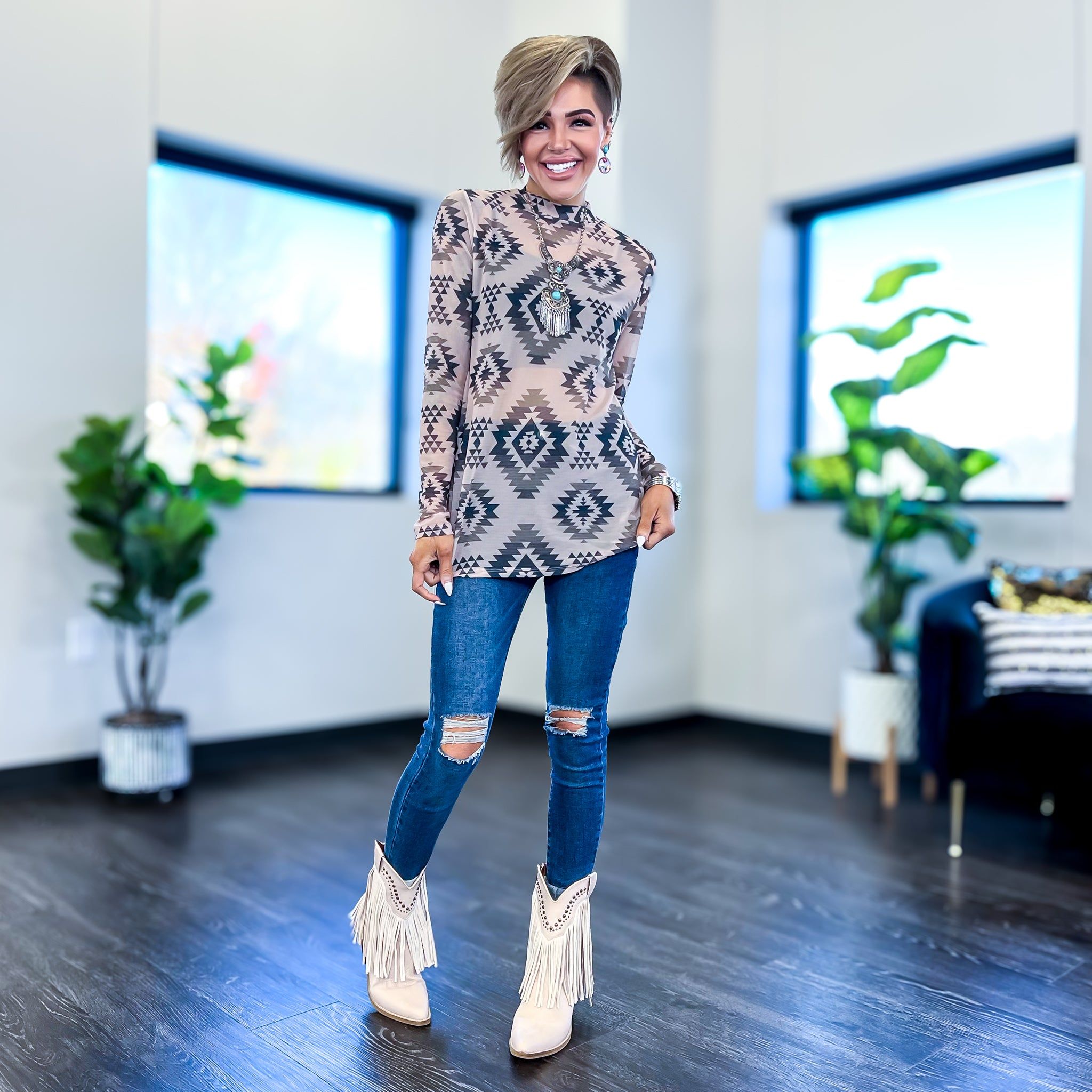 Aztec Sheer Mesh Top sold by ZZs product image thumbnail 5