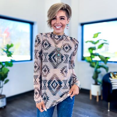 Aztec Sheer Mesh Top sold by ZZs