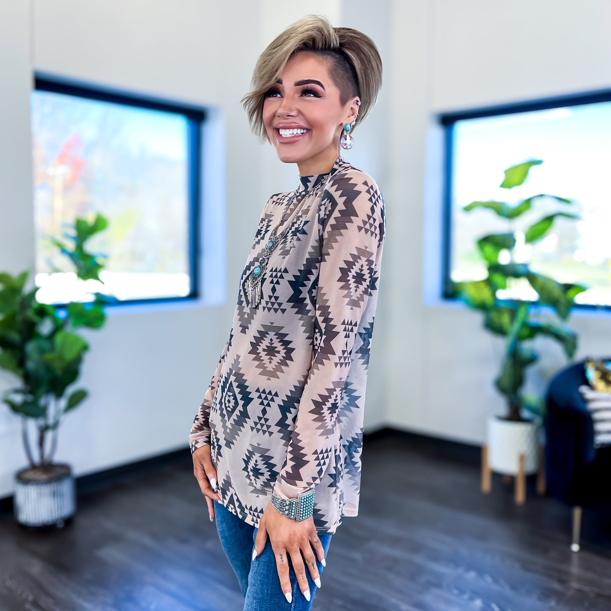 Aztec Sheer Mesh Top sold by ZZs product image thumbnail 3