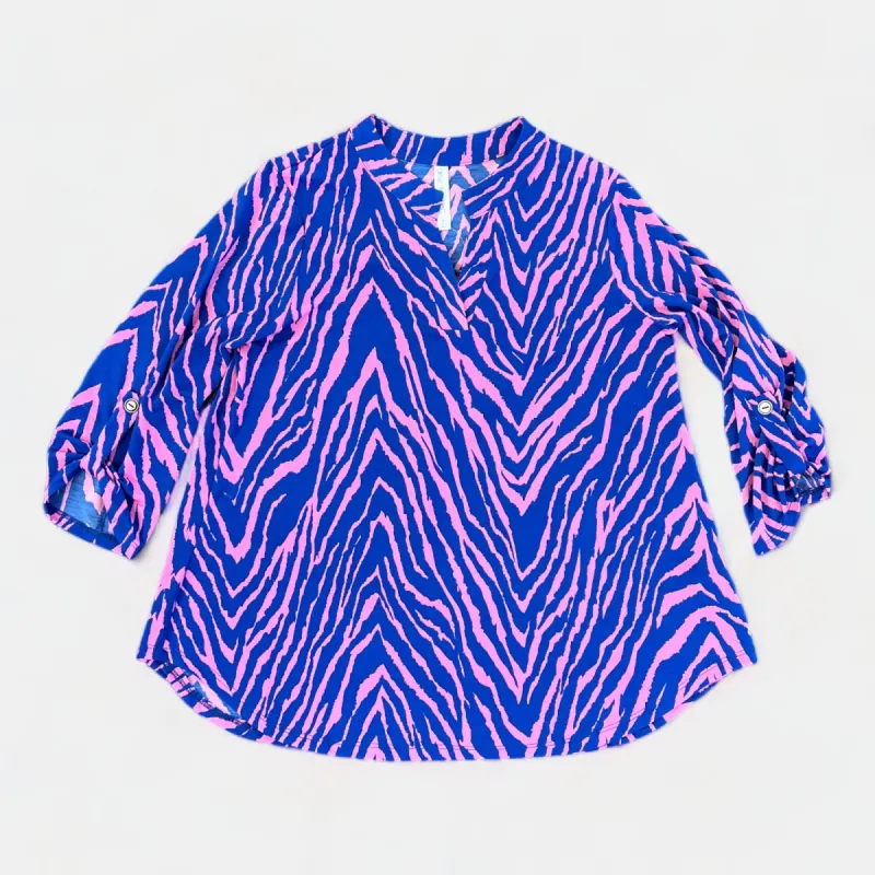 Blue & Pink Zebra Lizzy Top sold by ZZs