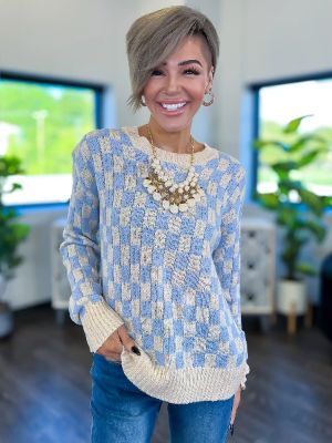 Blue Annalise Checkered Sweater sold by ZZs