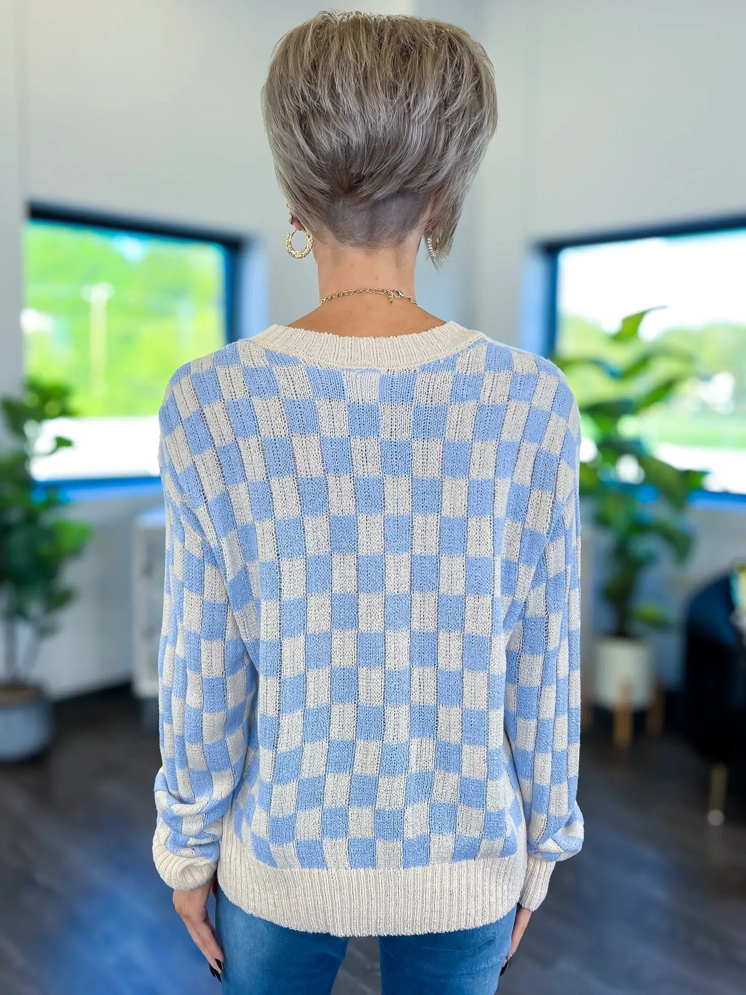 Blue Annalise Checkered Sweater sold by ZZs product image thumbnail 5
