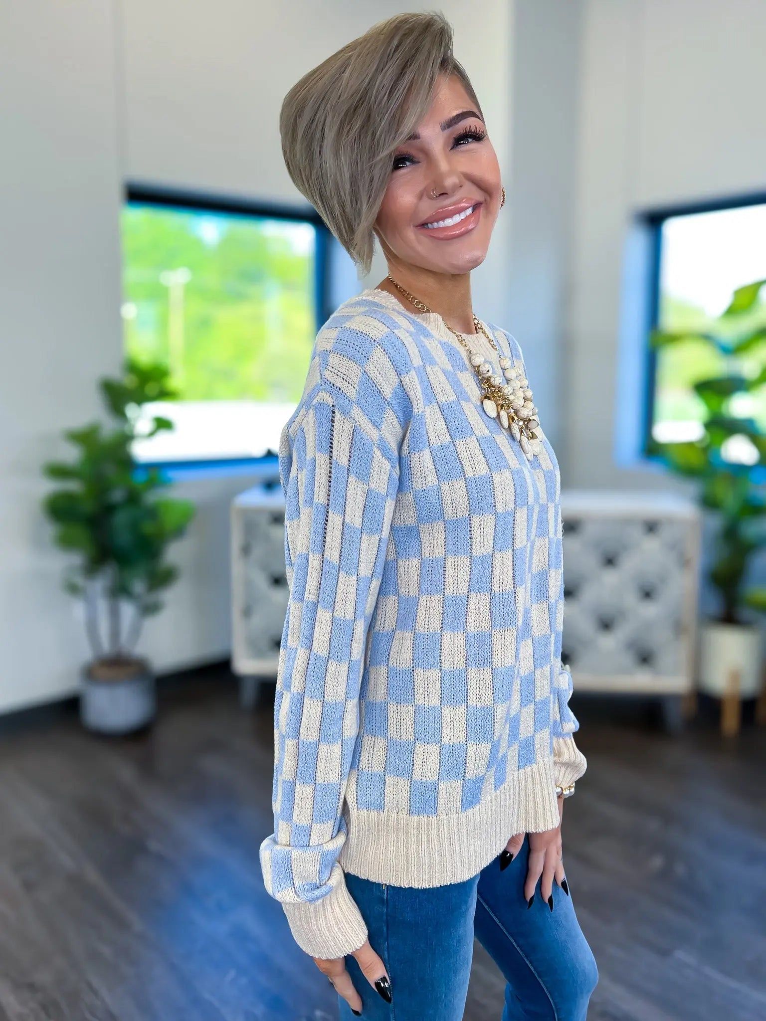 Blue Annalise Checkered Sweater sold by ZZs product image thumbnail 3